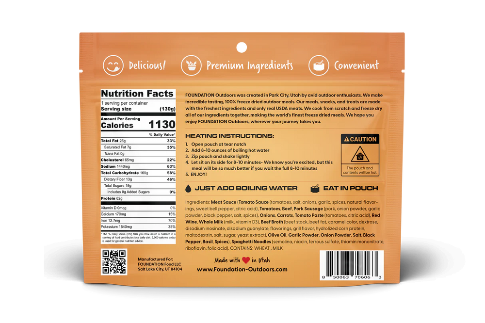 FOUNDATION Outdoors Spaghetti with Meat Sauce