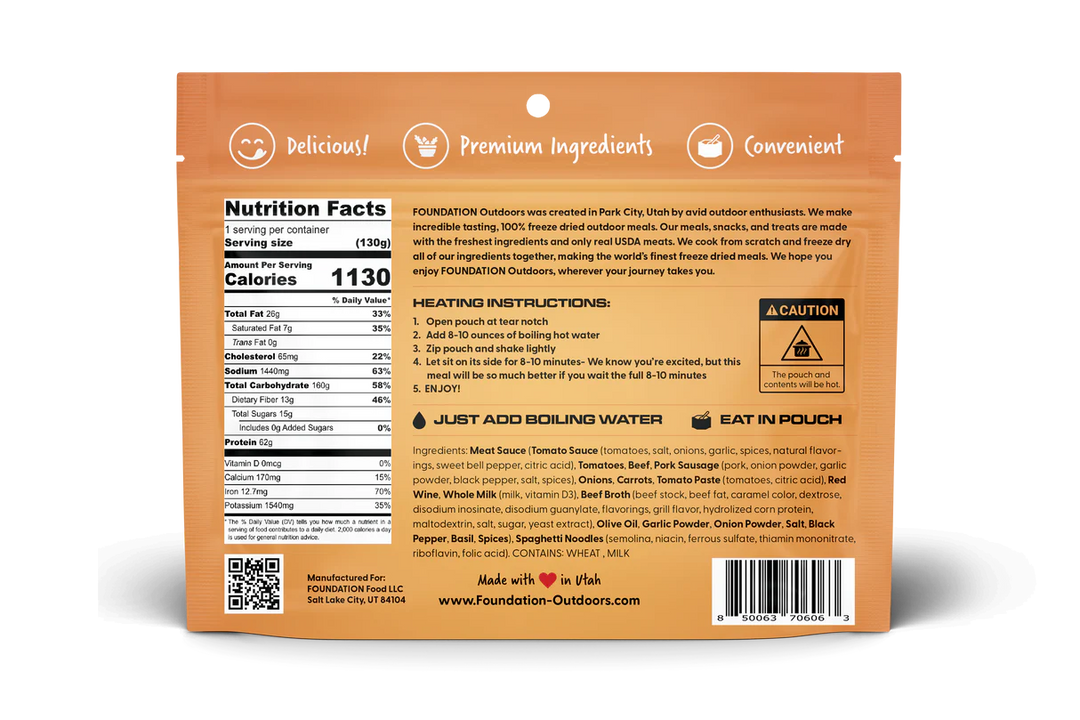 FOUNDATION Outdoors Spaghetti with Meat Sauce