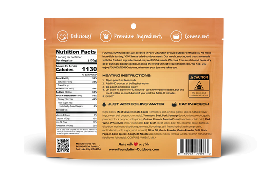 FOUNDATION Outdoors Spaghetti with Meat Sauce