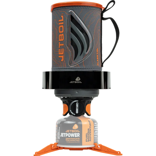 Jetboil stove system with fuel canister on a white background